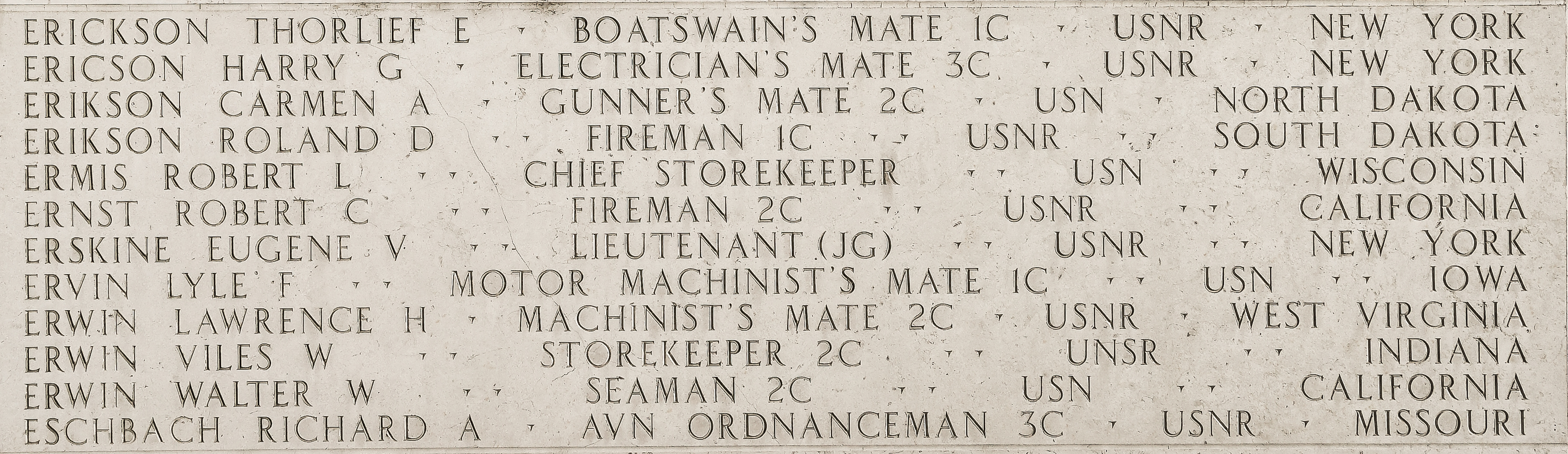 Roland D. Erikson, Fireman First Class